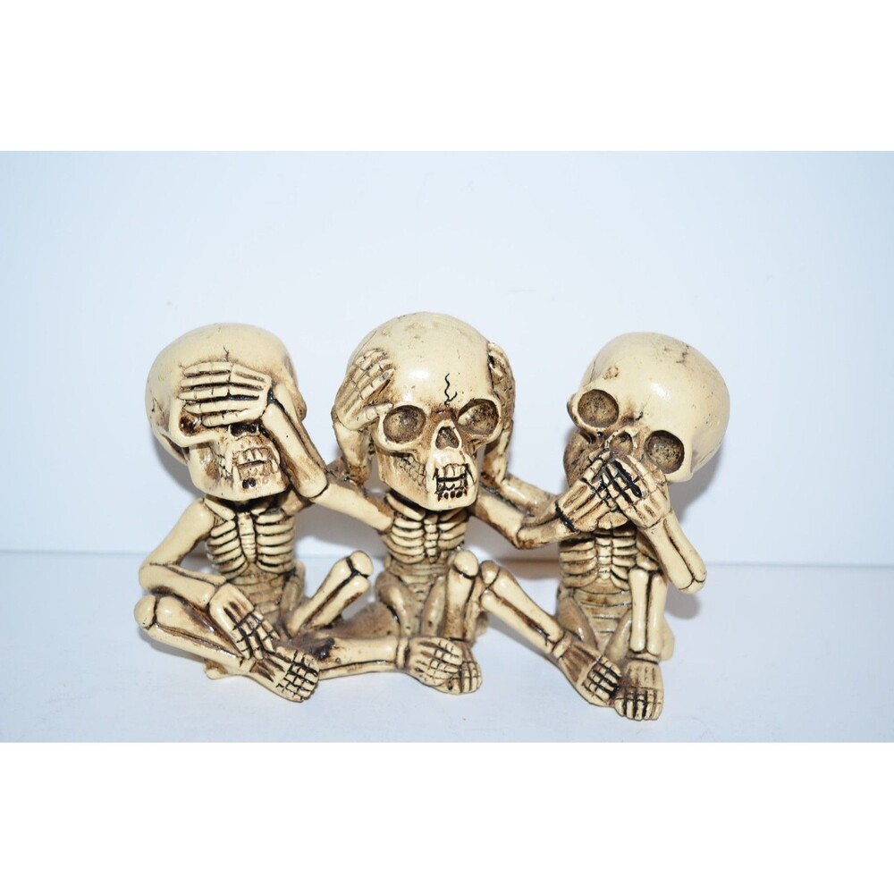 Skeleton Figurine Resin See No Evil Hear No Evil Speak No Evil Halloween Decor